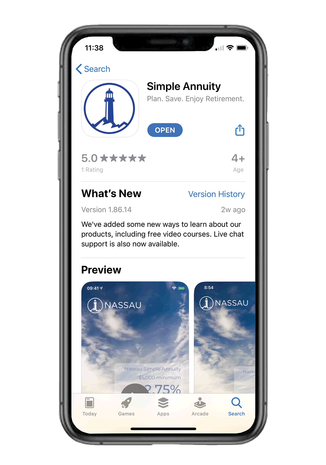 Nassau simple annuity app mobile phone image Nassau simple annuity app mobile phone image